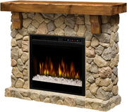 Rustic Stone-Look Electric Fireplace