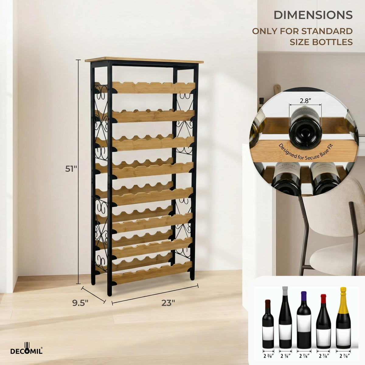 48-Bottle Bamboo Wine Rack