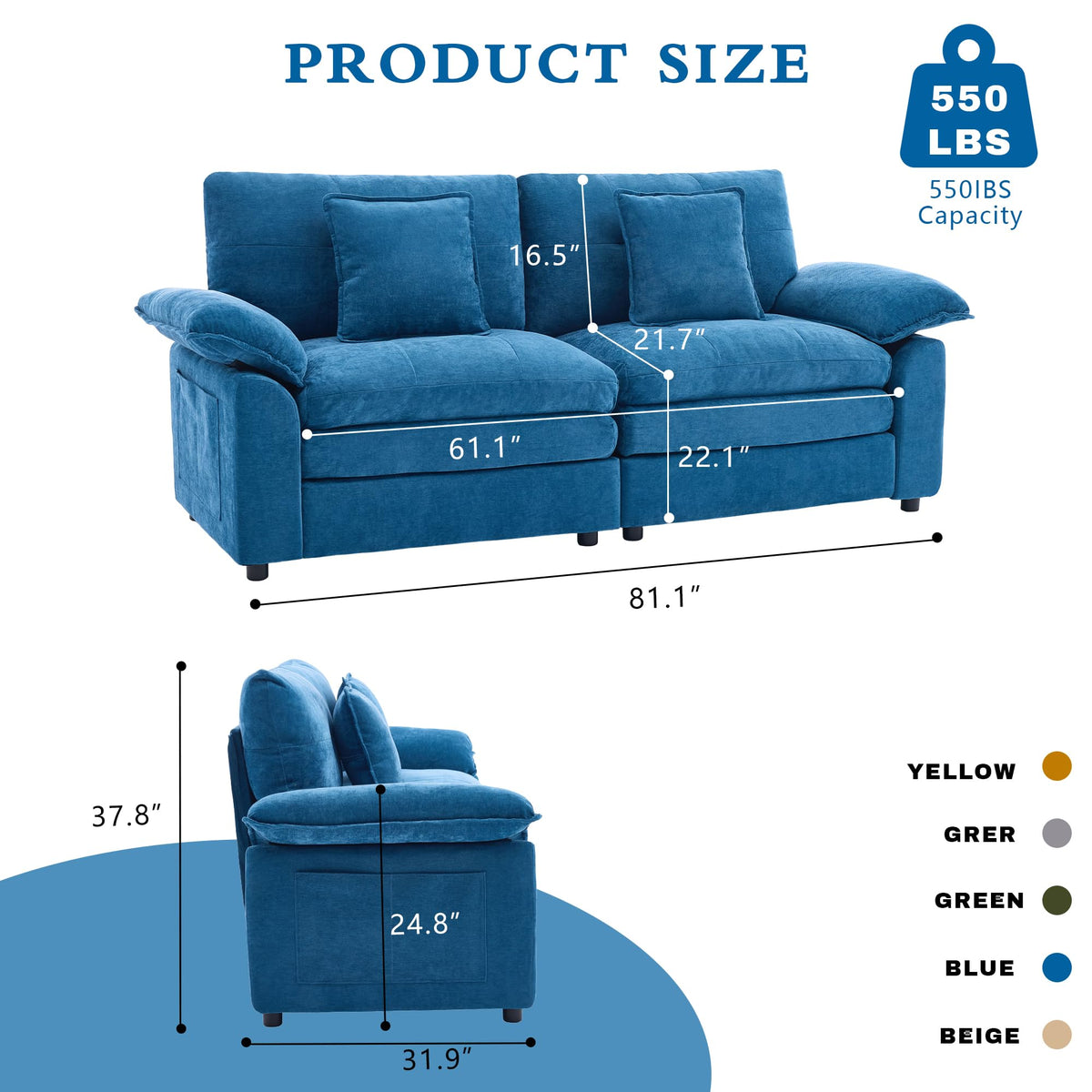 Deep Seat Chenille Loveseat