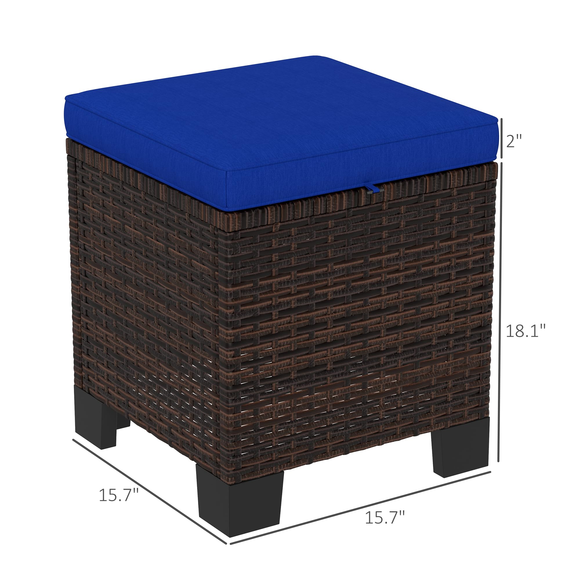 Outdoor Wicker Ottoman Set of 2