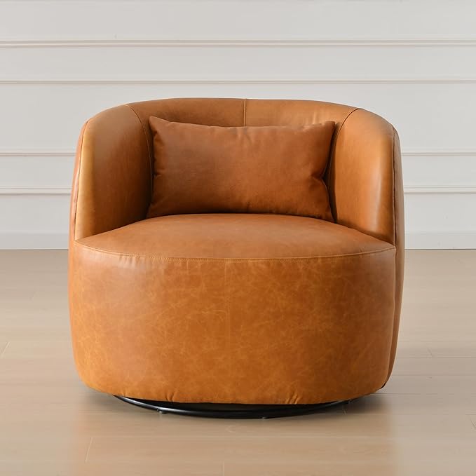Leather Swivel Barrel Accent Chair, Set of 2