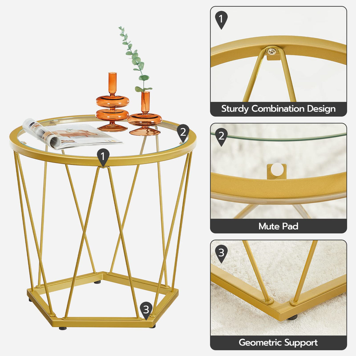 Gold Glass Nesting Coffee Tables