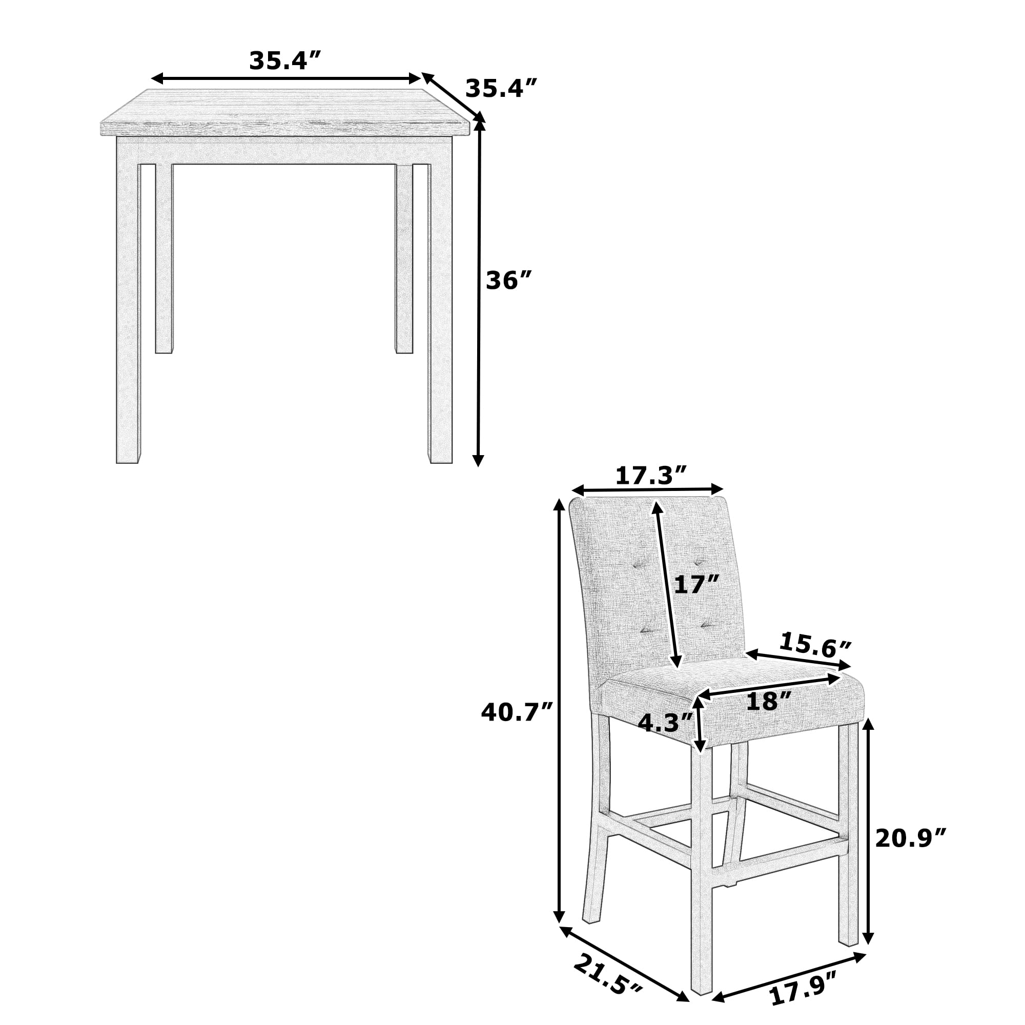 5-Piece Counter Height Dining Set