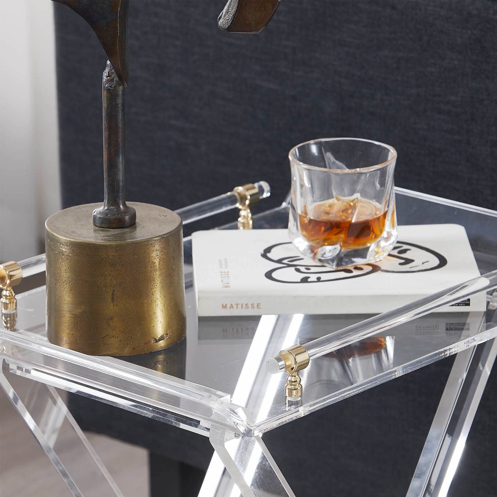 Clear Acrylic Folding Side Table with Handle