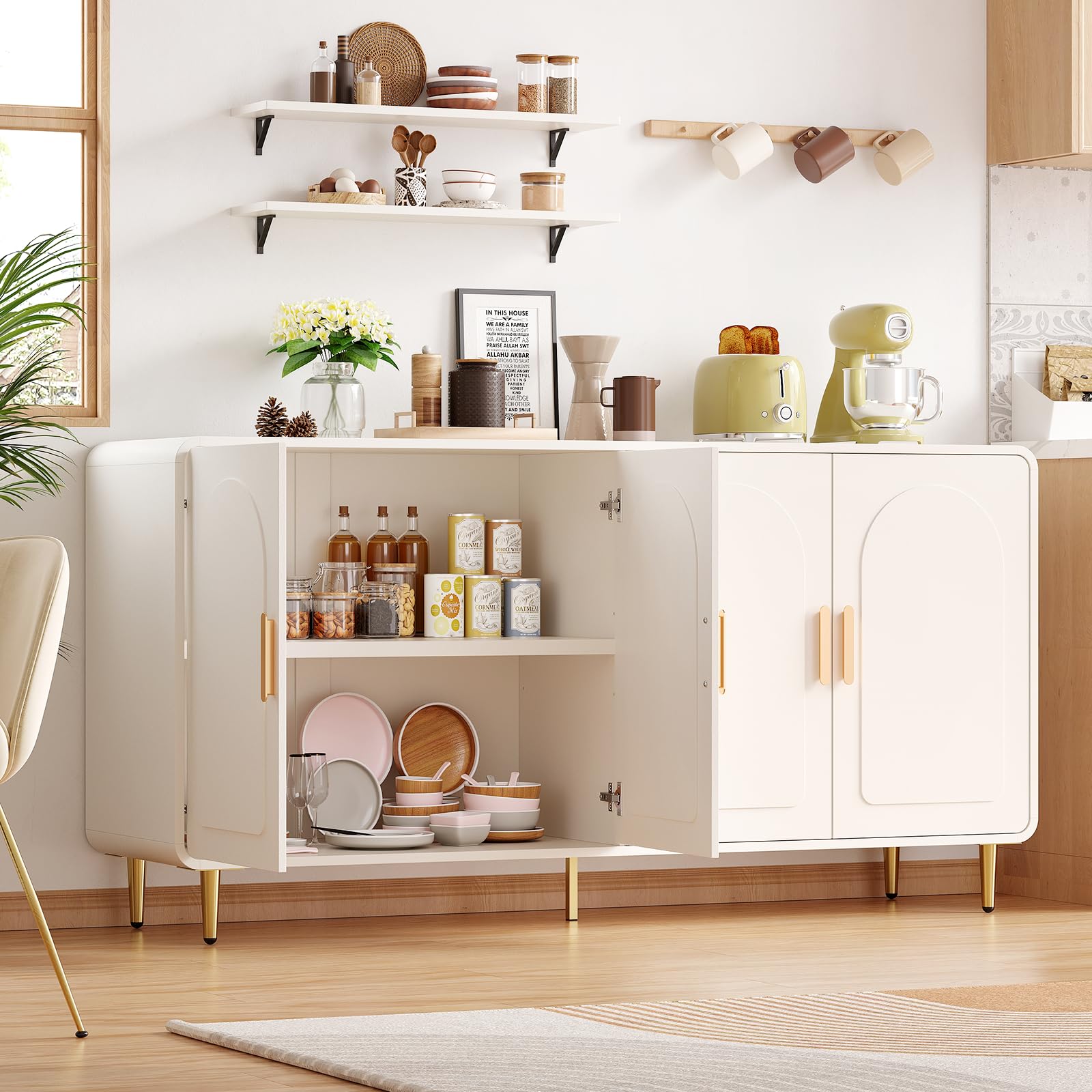 60" Sideboard Buffet Cabinet with Doors & Shelves