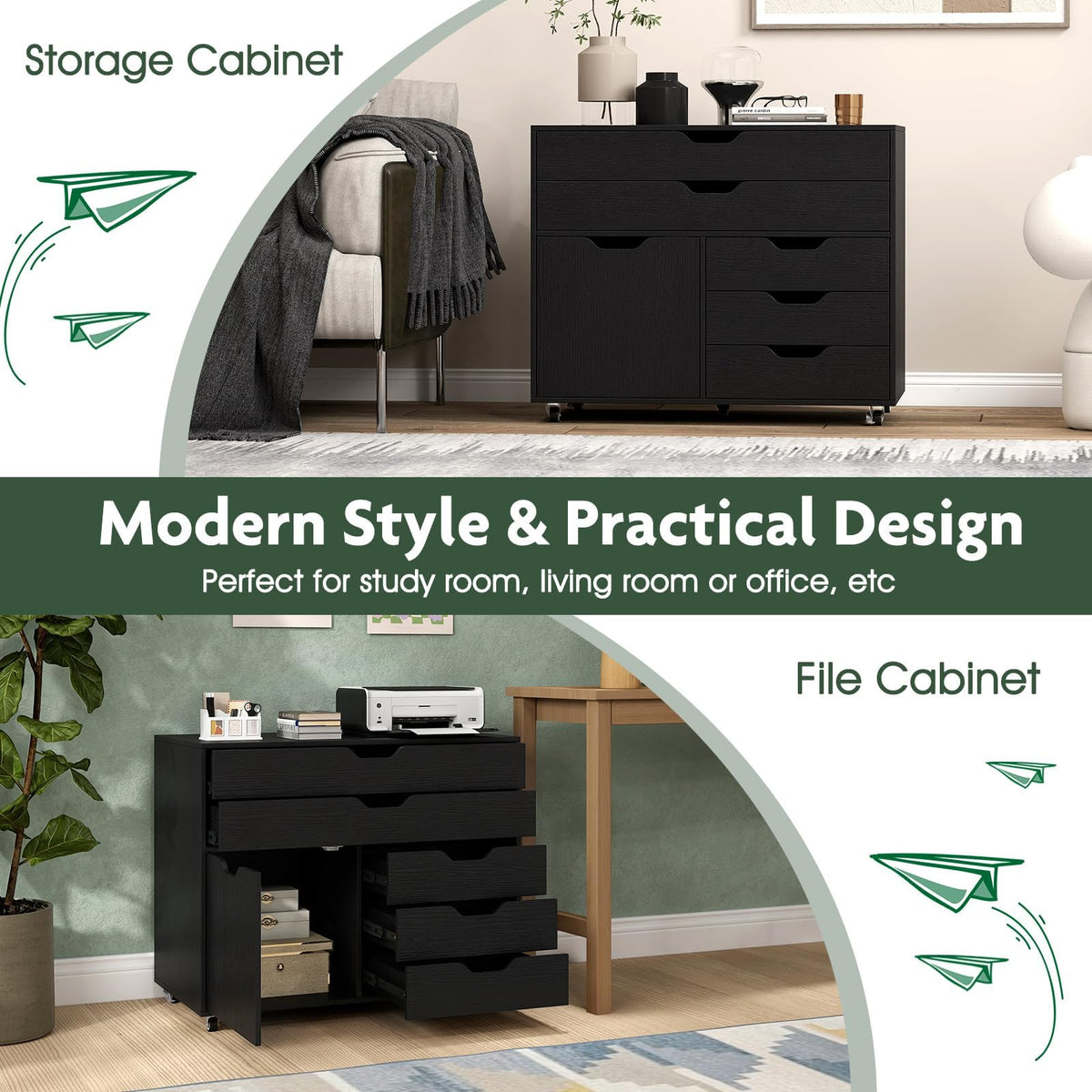 5-Drawer Rolling Storage Cabinet