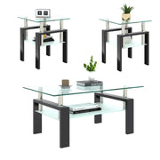 3-Piece Glass Coffee Table & End Tables Set