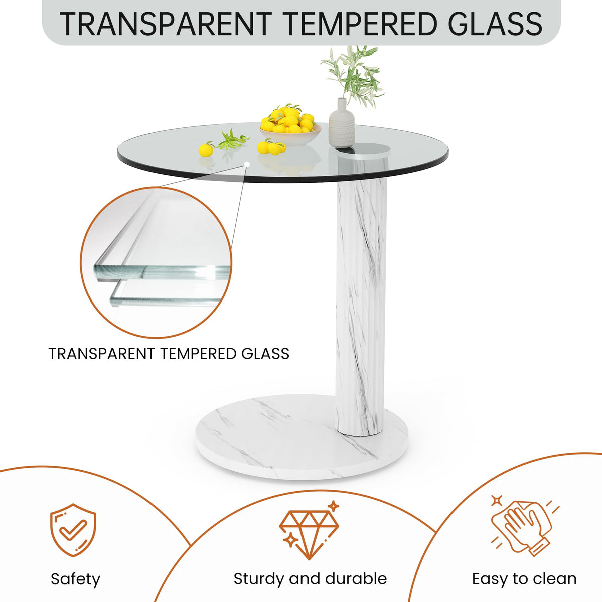Round Glass Side Table Set