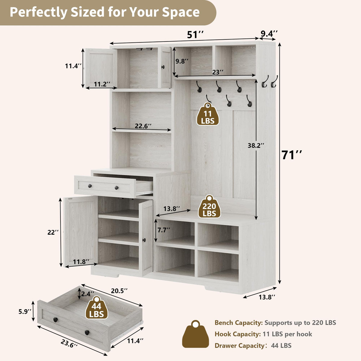 Hall Tree with Shoe Storage Bench