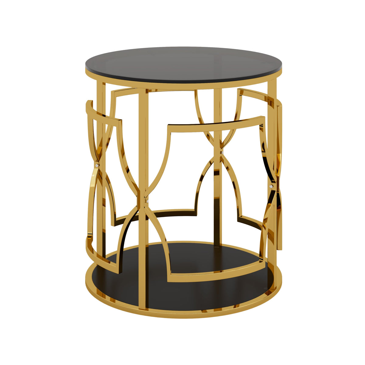 Glass Side Table with Gold Frame