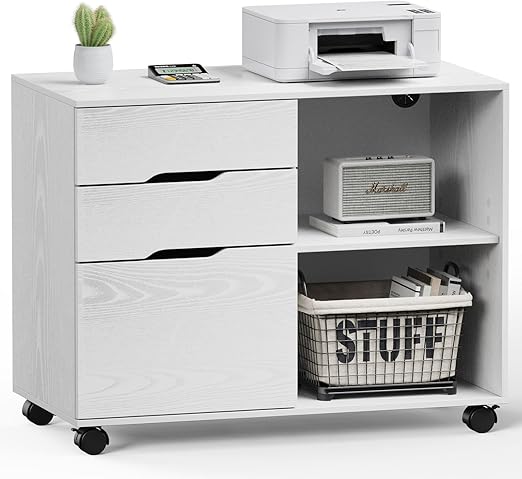 3-Drawer Rolling File Cabinet with Printer Stand