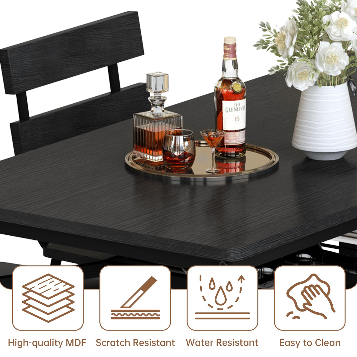 Hooseng 5-Piece Dining Table Set for 4, Counter Height Kitchen Table Chairs Set with Storage, Modern Small Dining Room Set, Space-Saving Dinette Set for Pub, Breakfast Nook, Apartment
