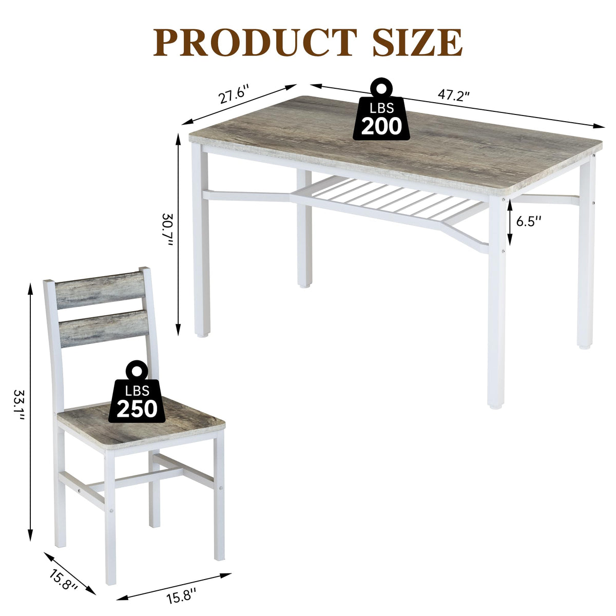 5-Piece Dining Table Set with Storage