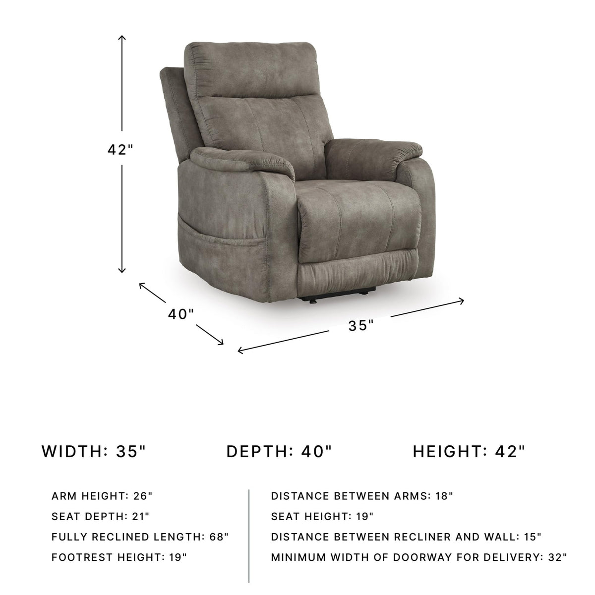 Signature Design by Ashley Dual Motor Power Lift Recliner, Heat & Massage