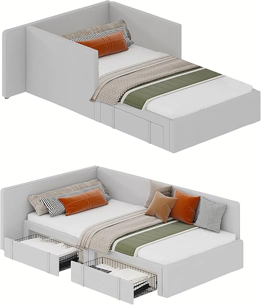 Twin Daybed with Headboard & Guardrails