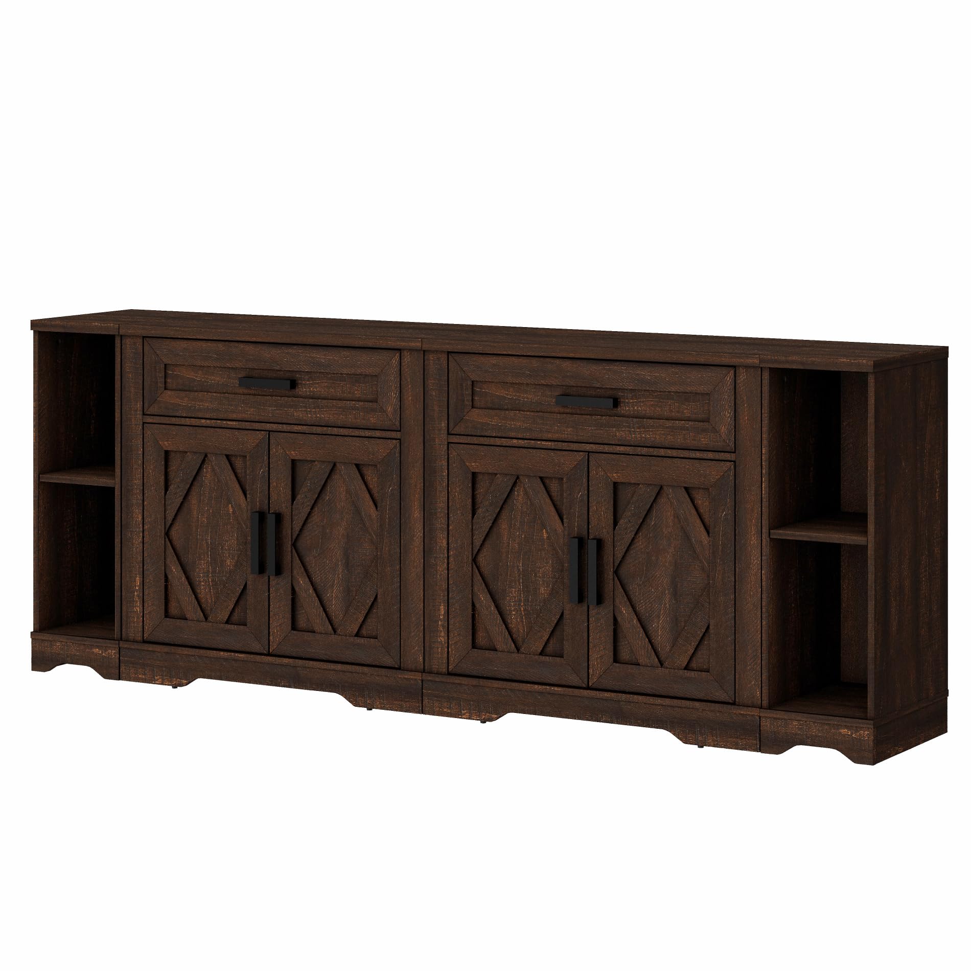 WAMPAT 82.7" W TV Stand for up to 95" TVs,Farmhouse Entertainment Center with Storage Barn Door Cabinet,TV Console Table with Media Cabinet and Drawers for Living Room,Bedroom,Dark Brown