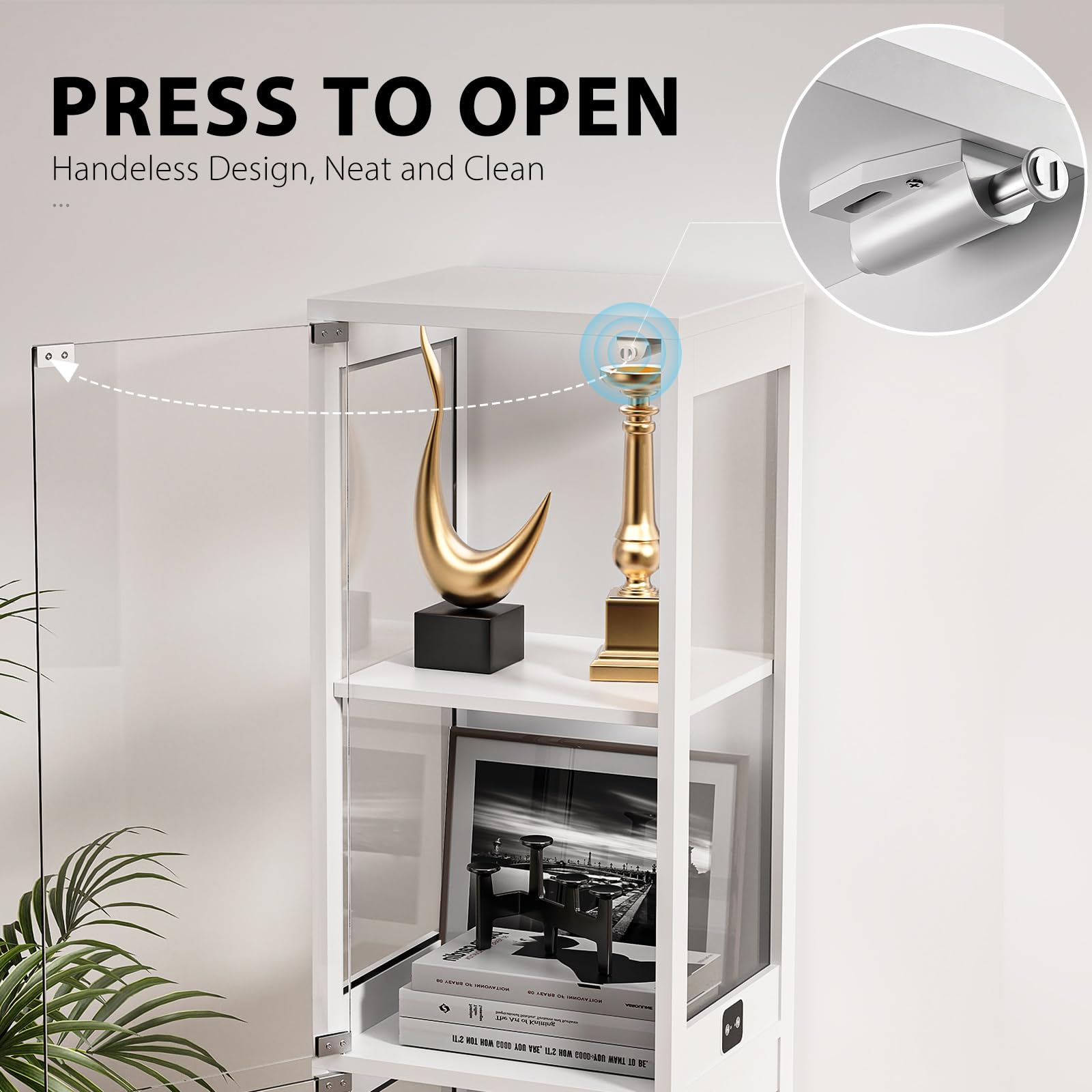 63" Glass Display Cabinet with 3-Color LED Lights