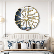 32" Round Floral Gold Wall Mirror