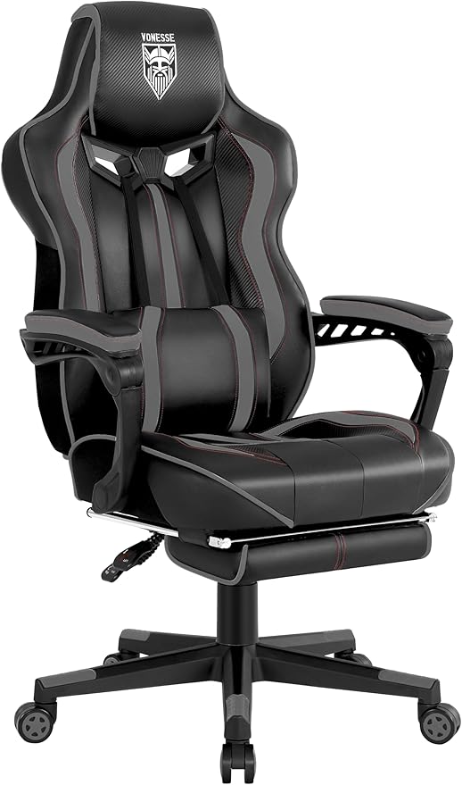 Ergonomic Gaming Chair with Footrest, Massage & Lumbar Support