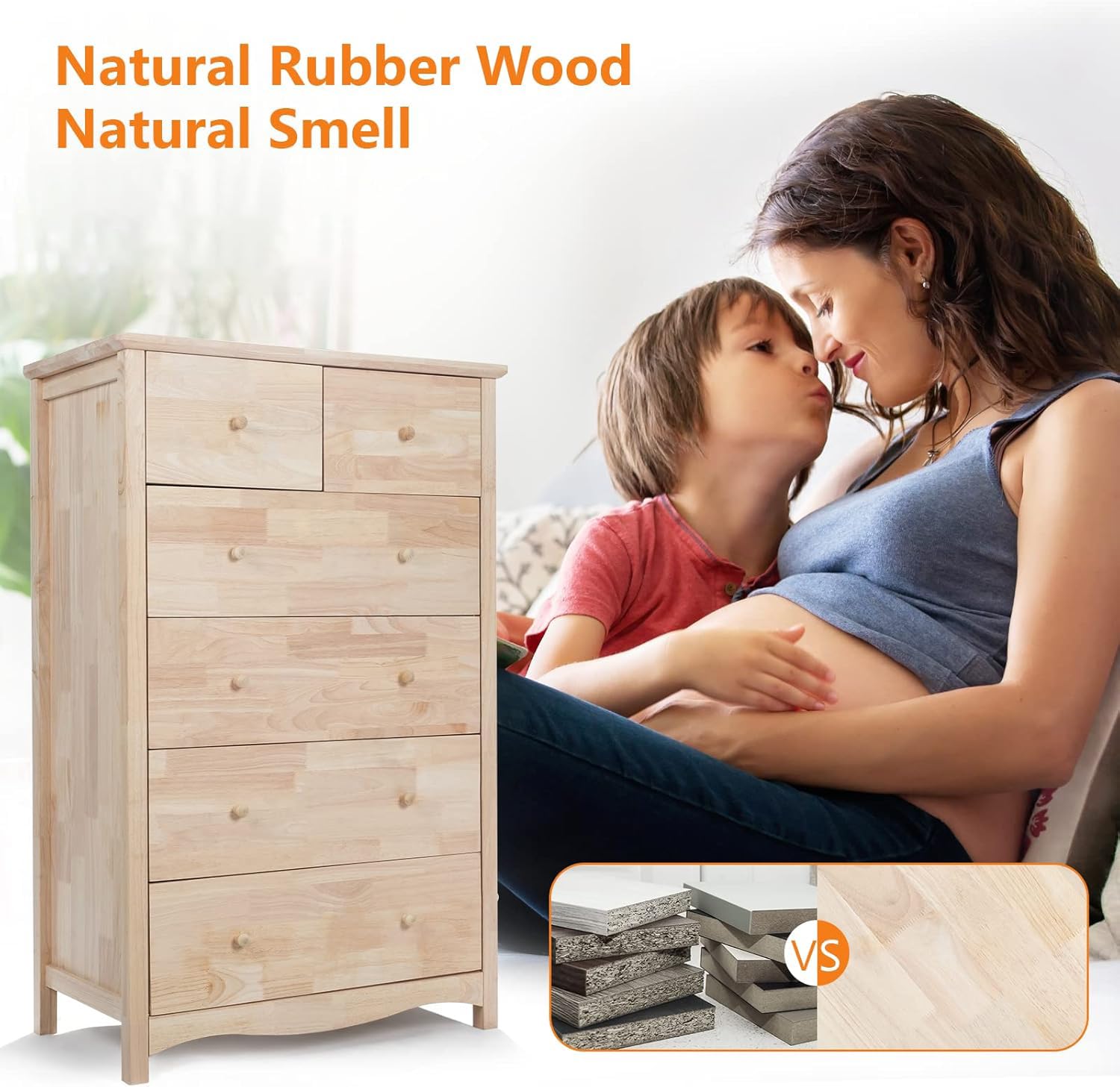 Unfinished Solid Wood Dresser with Full-Extension Drawers
