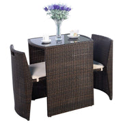 3-Piece Cushioned Wicker Patio Bistro Set