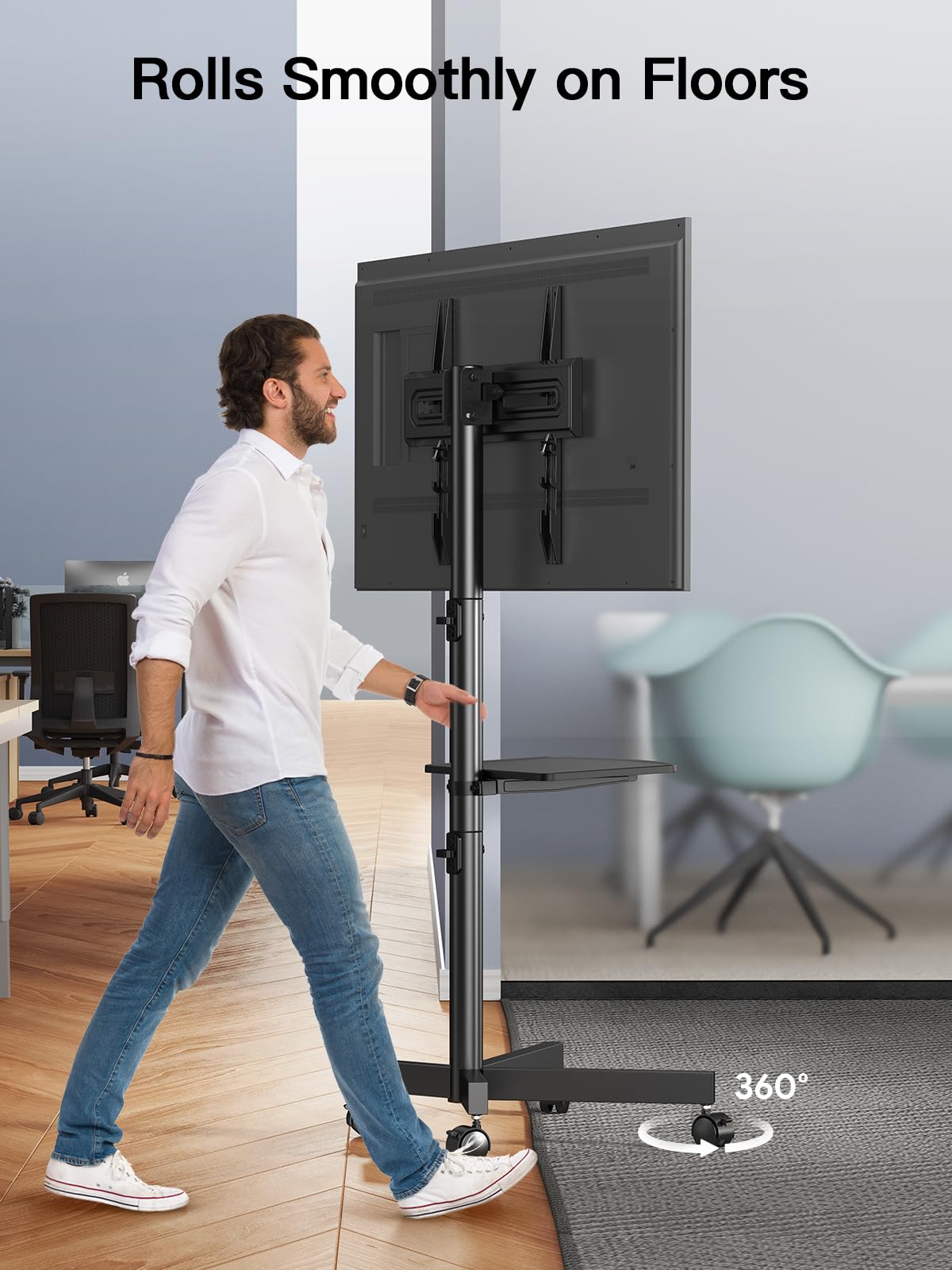 Mobile TV Stand on Wheels for 23–65 Inch TVs