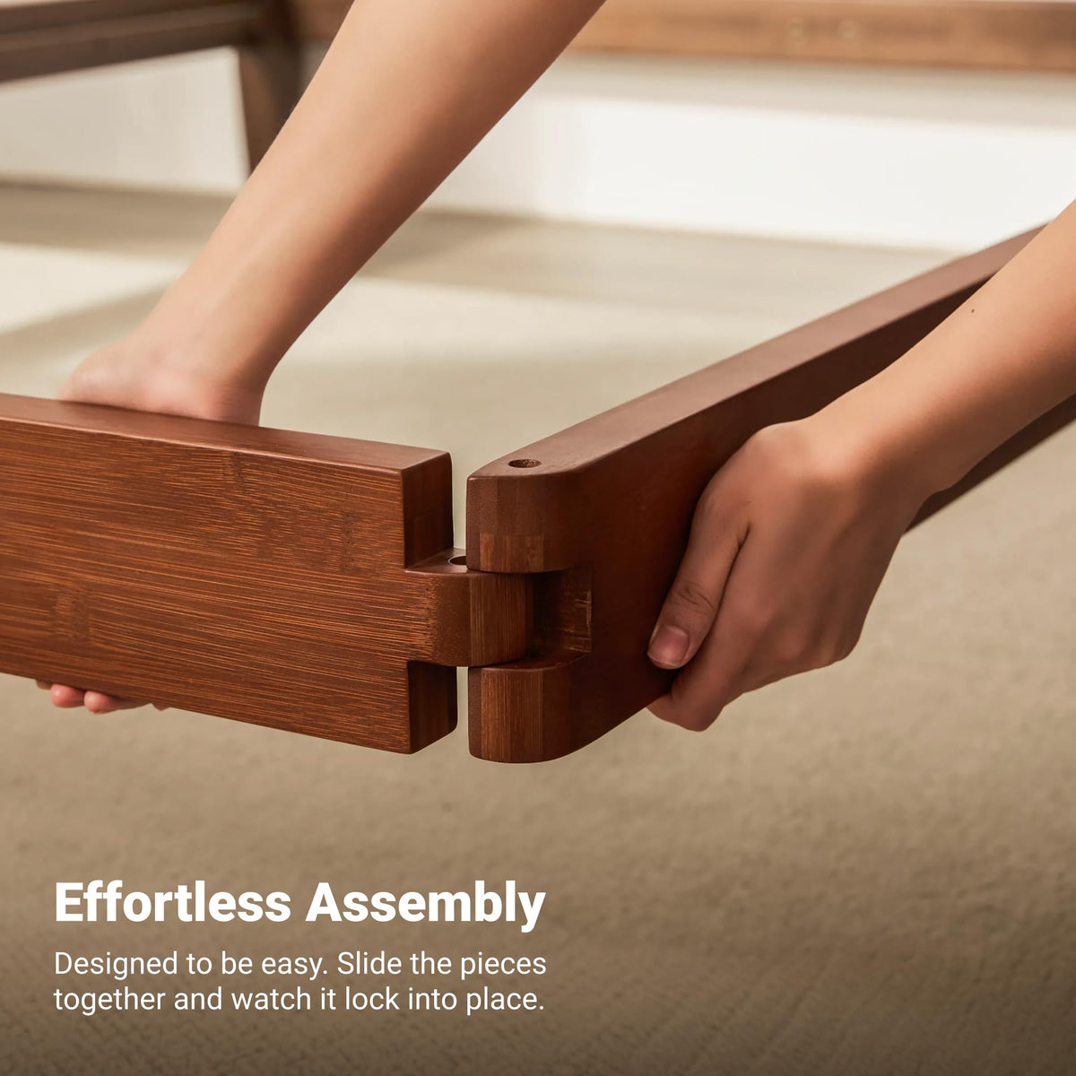 Oltrenest Bamboo Japanese Joinery Bed Frame with Headboard