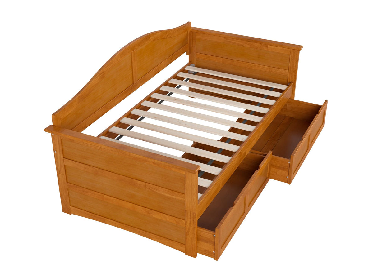 AFI, Acadia Twin Wood Daybed with 2 Storage Drawers, Light Toffee