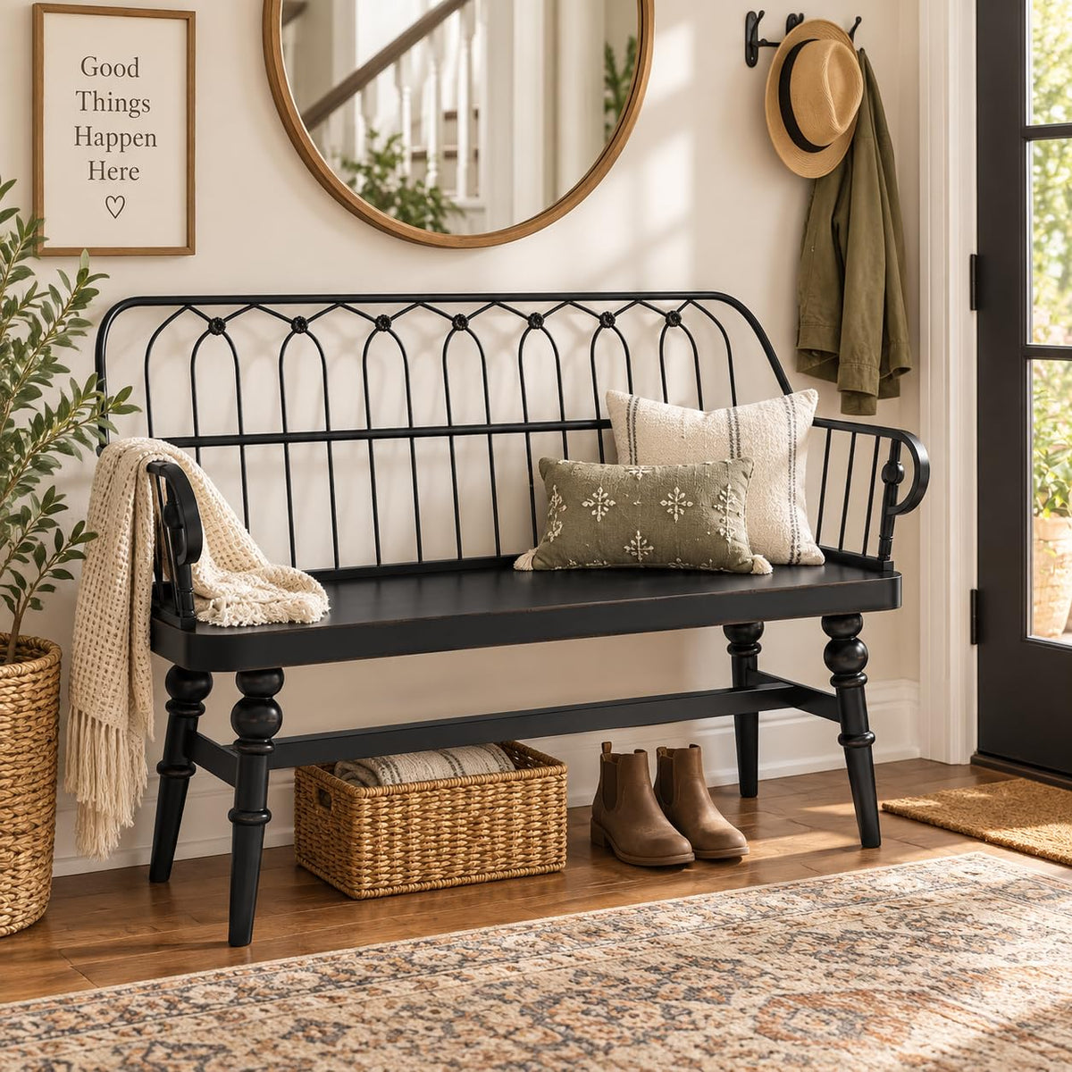 Farmhouse Spindle Back Bench
