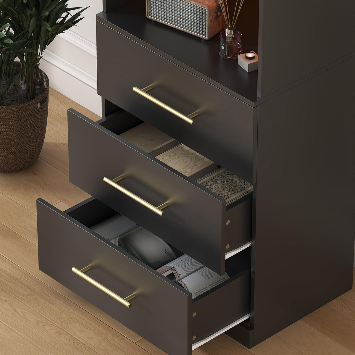 Tall Bookcase with Drawers