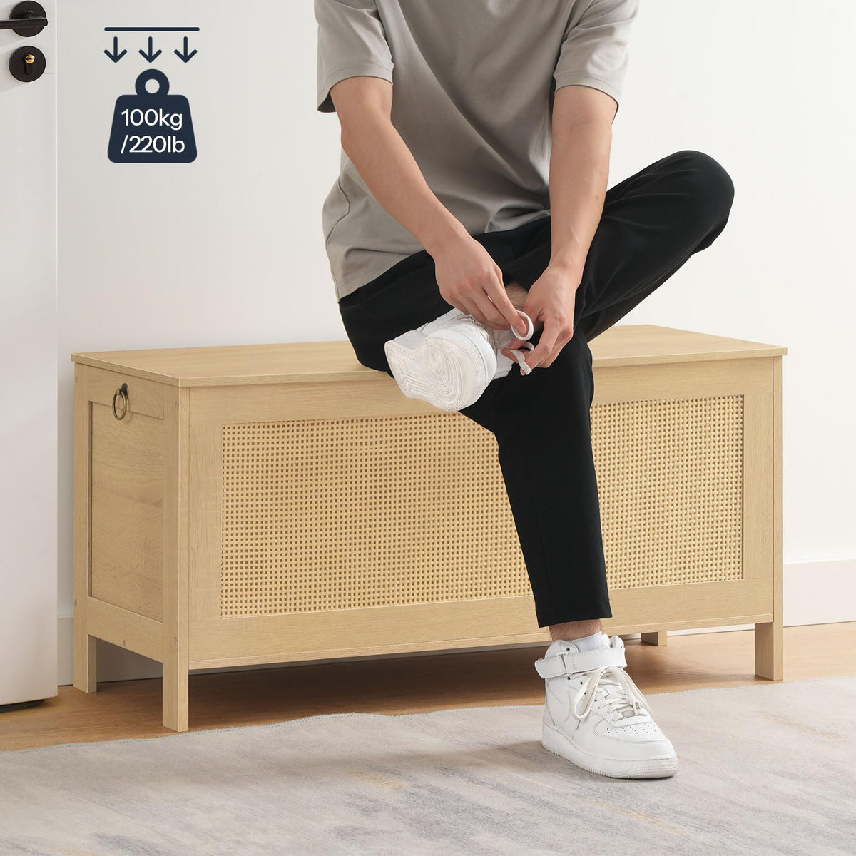 Faux Rattan Storage Bench