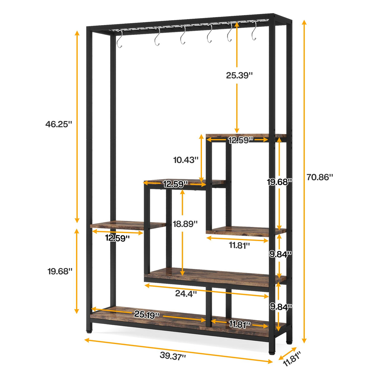 5-Tier Plant Stand with Hanging Hooks