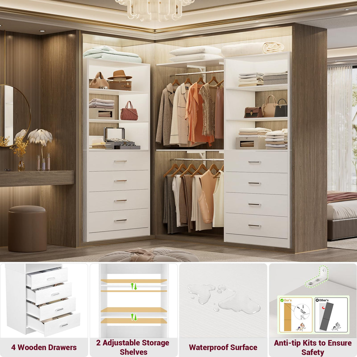 Closet Organizer with 4 Drawers