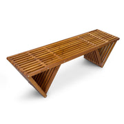 Mega Casa Outdoor Wooden Bench with Weatherproof Cushion, Solid Fir Wood, Coating with Wood Varnish, 3-Seater, for Patio, Porch, Yard, Garden, 62.8 inches (Teak Tone)