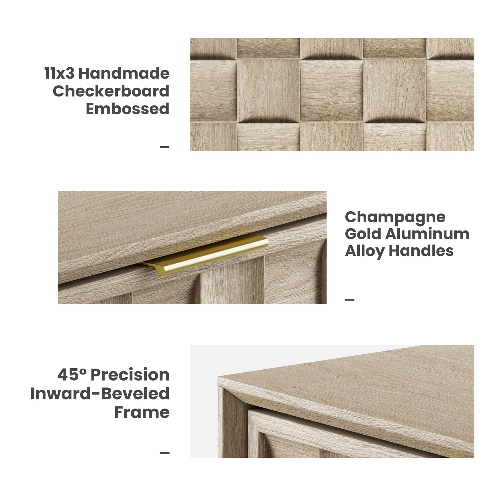6-Drawer Fluted Dresser with Metal Handles