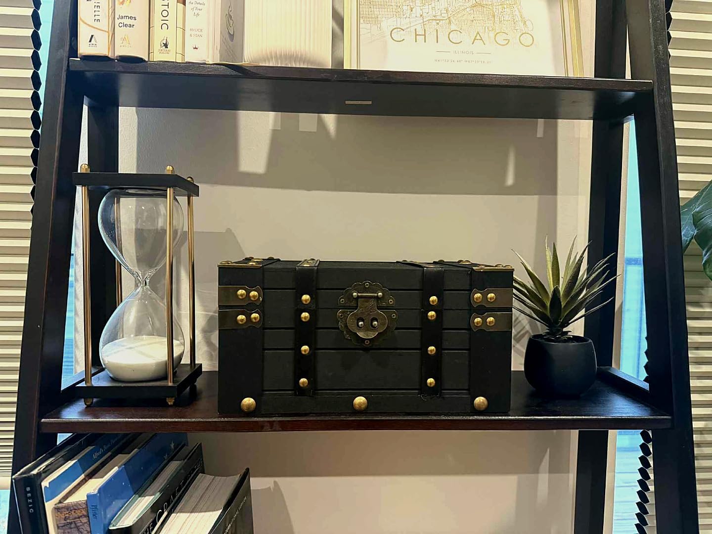 Vintage Wooden Treasure Chest with Leather Straps