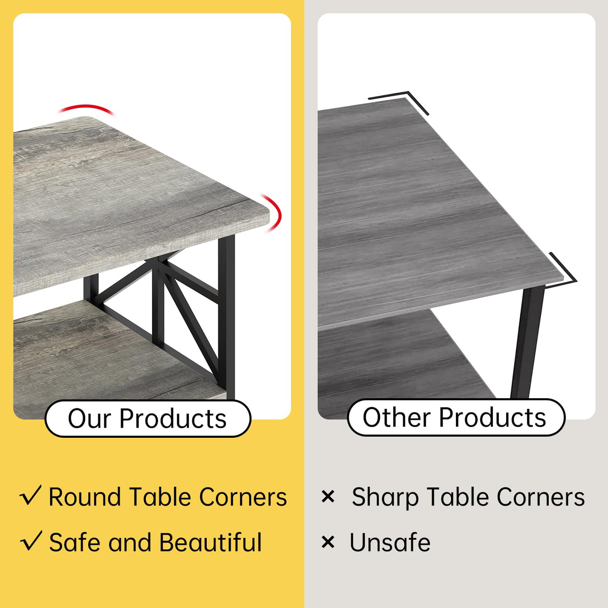 Gray Coffee Table with Storage