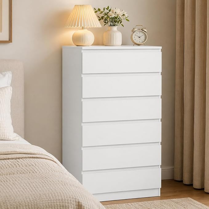 Black 6-Drawer Handleless Dresser