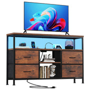 Sweetcrispy TV Stand with LED Lights and Power Outlets for Bedroom