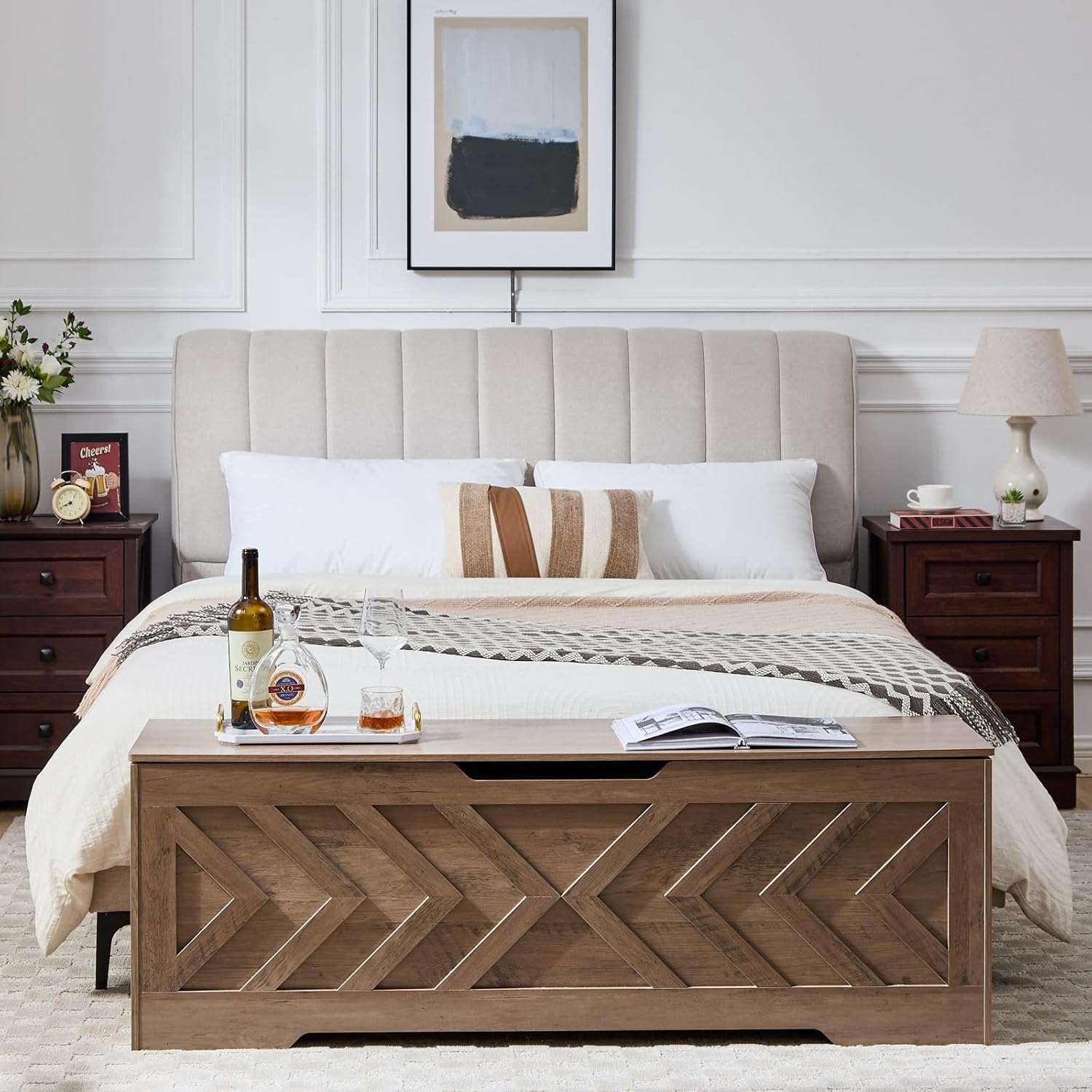 55.1" Storage Bench with Safety Hinges