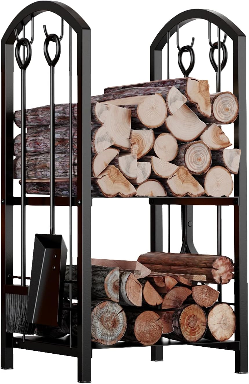 Firewood Log Rack with 4-Tool Set
