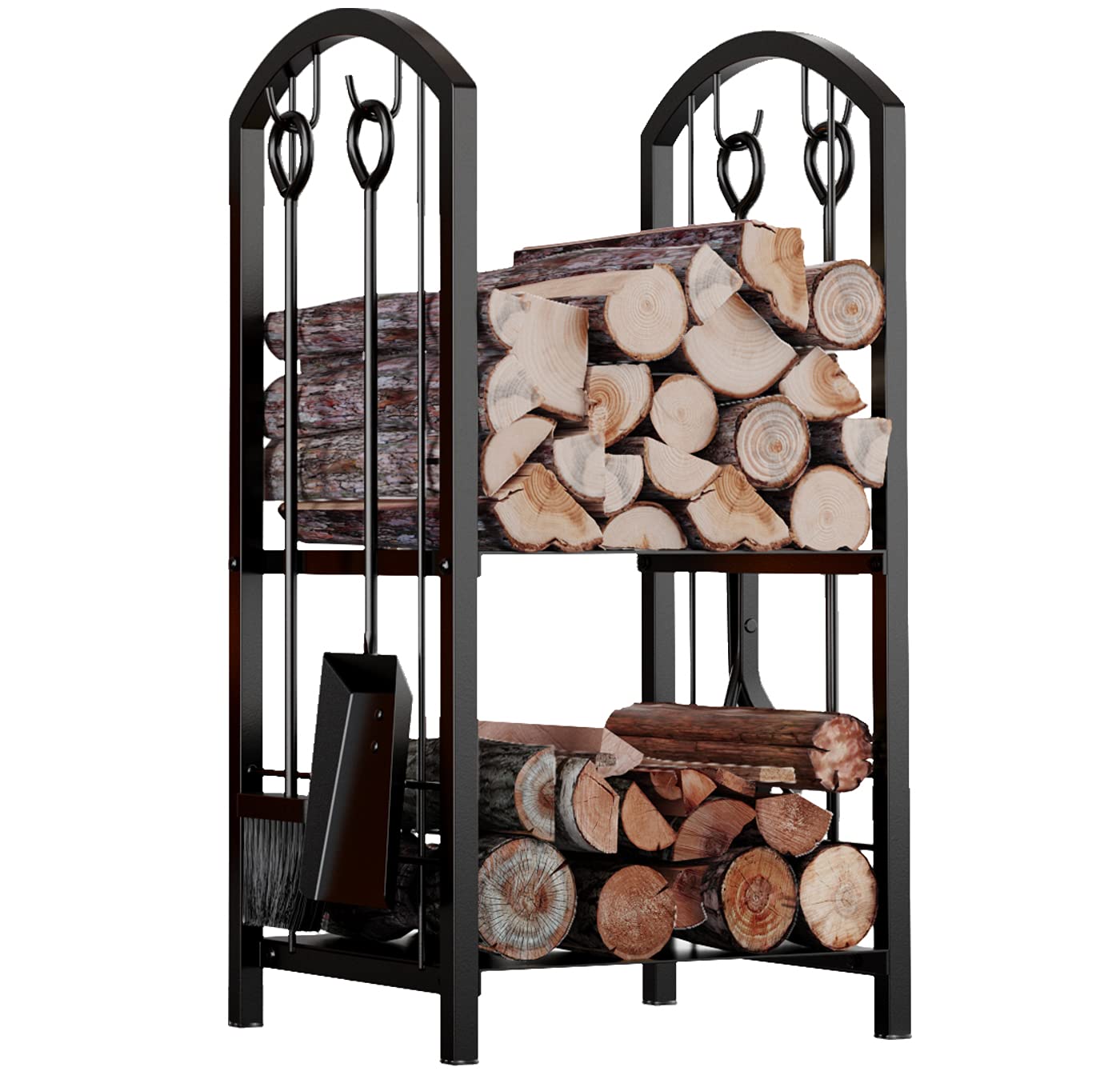 Firewood Log Rack with 4-Tool Set