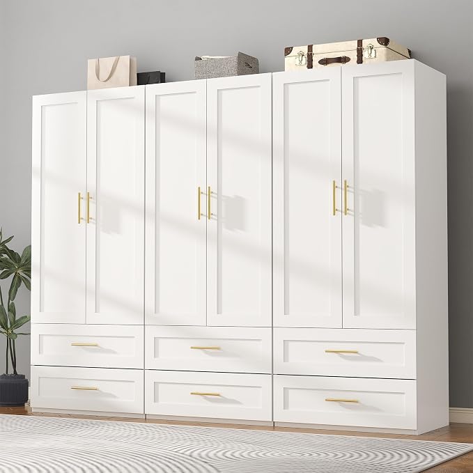 White Wardrobe Armoire with 2 Drawers