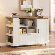 Rolling Kitchen Island Cart with Swivel Tabletop & Power Outlet
