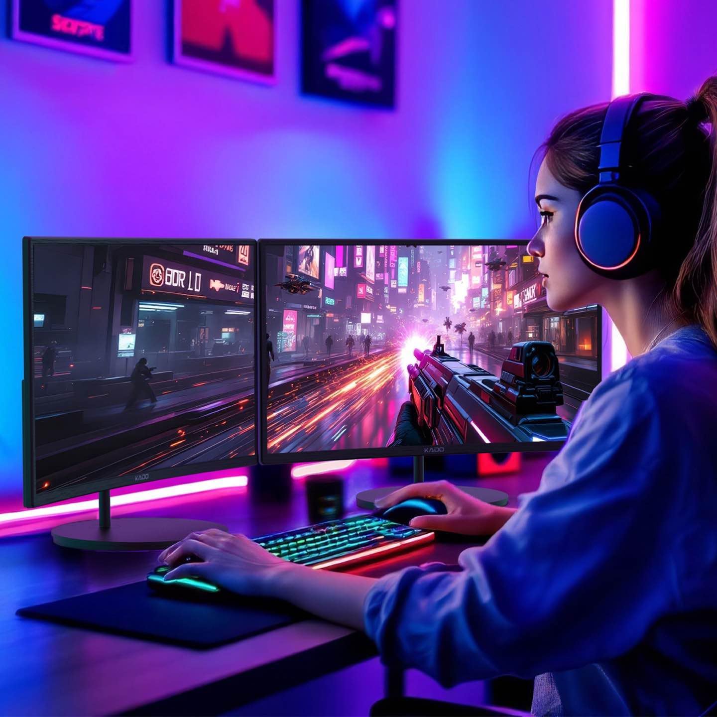 Dual 24" Curved Monitor Set