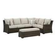 3-Piece Wicker Patio Sectional with Bench
