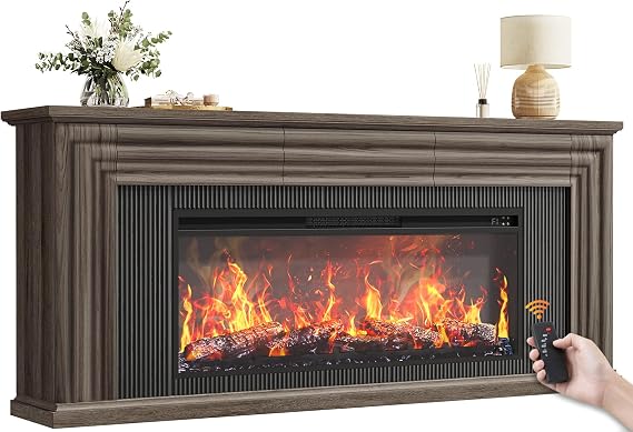 70" Fireplace TV Stand with 42" Electric Fireplace