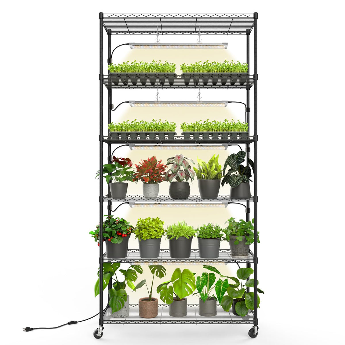 Bstrip 6-Tier Plant Shelf with Grow Light, 29.5x13.8x71in