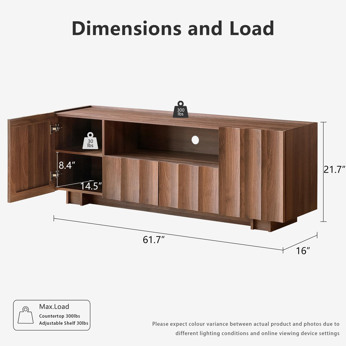 win2win61"MidCenturyModernTVStandwithStorage,WaveDesign,Walnut