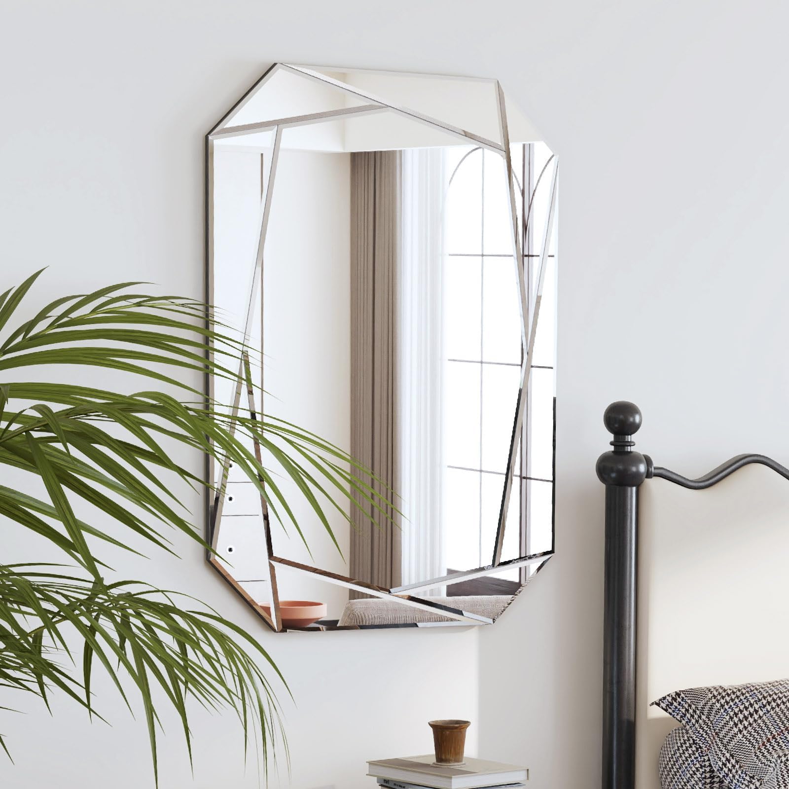 Octagonal Frameless Wall Mirror with Beveled Edge